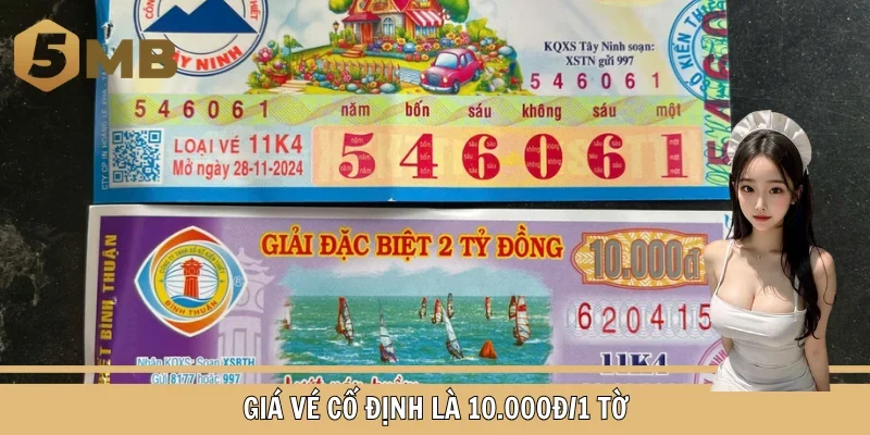 Giá vé cố định là 10.000đ/1 tờ